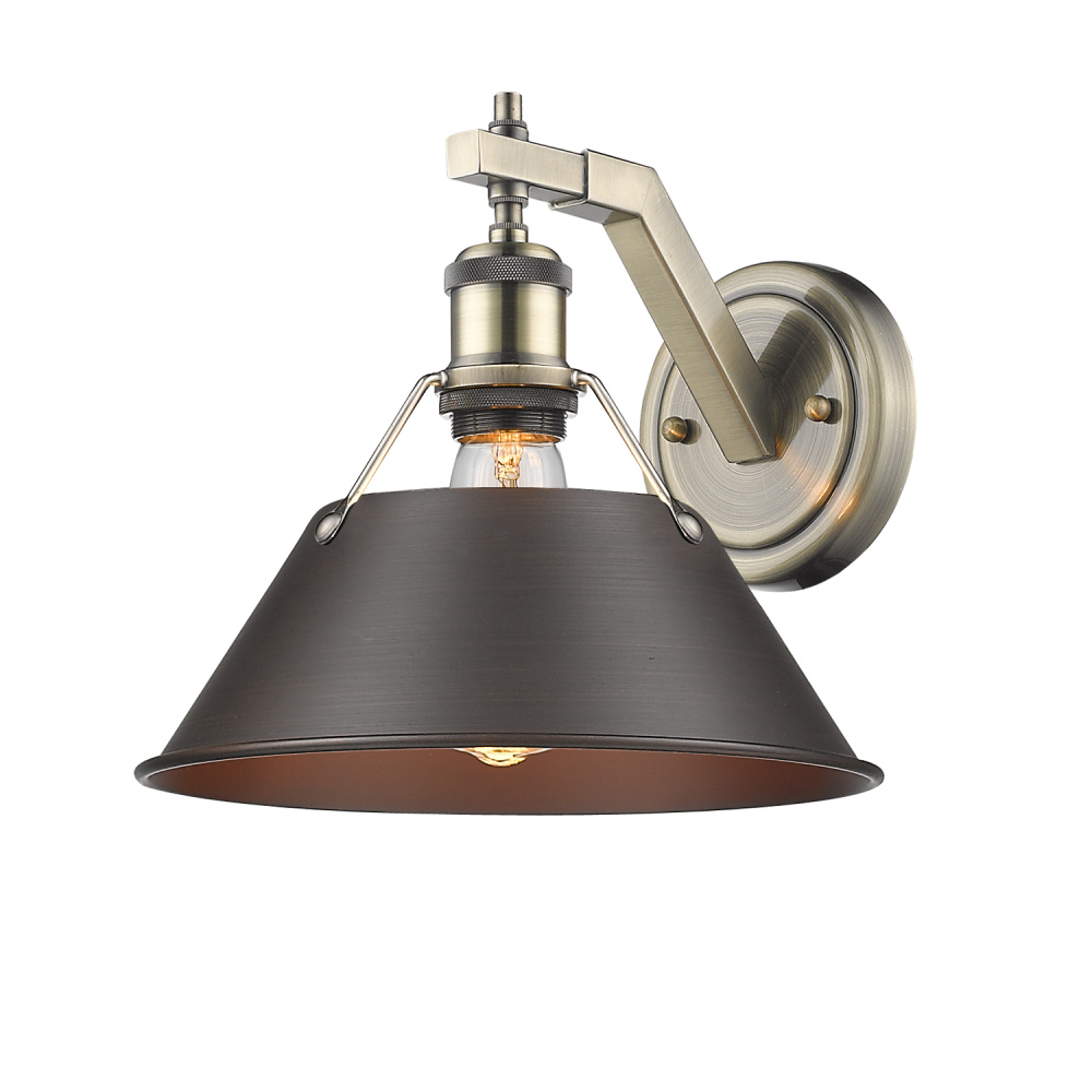 Yep by Golden Lighting Orwell 1-light Wall Sconce in Aged Brass and Rubbed Bronze shade